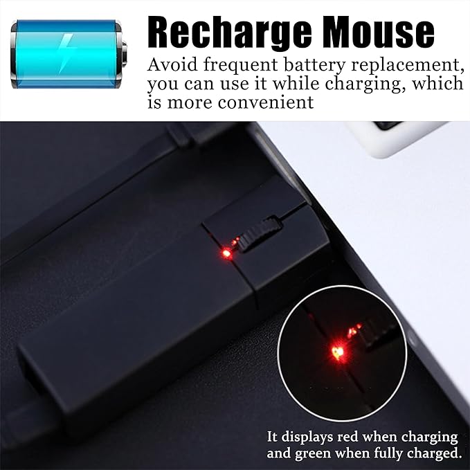 Wireless Bluetooth Mouse Mini 3-Mode (BT4.0/5.0+2.4G) Noiseless Rechargeable Travel Mice with Mouse Case 3 Buttons 1200 DPI Ultra Lightweight Portable Wireless Mice for Desktop Laptops PC（Black）