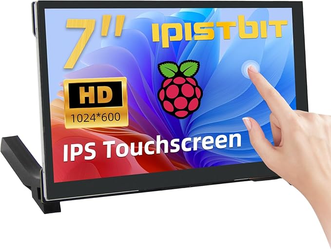 7 Inch IPS LCD Touch Screen Display 1024×600 HDMI Capacitive Mini Small Monitor for Raspberry Pi 5/4/3/2/B/B+ BB Black Win 11/10/8/7