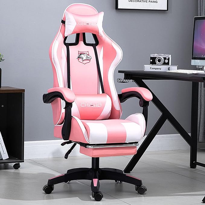 Adjustable Gaming Chair with Footrest Home Computer Chair Lift Armrest Swivel Chair Ergonomic Armchair Office Chair Comfortable Sedentary 165° Large Angle Reclining Lunch Break Lounge Chair
