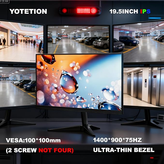 19.5inch IPS Monitor Without Audio Professional HD Monitor (1440 x 900) 75Hz Refresh Rate Visual Protection Technology Blue Light Filter and Flicker-Free Technology (HDMI and VGA Ports)
