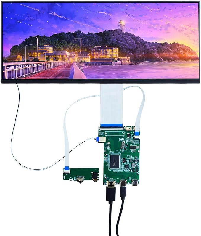 VSDISPLAY 12.3 Inch 2K LCD Screen 2400x900 with USB-C LCD Controller Boardas Extra Secondary Display Panel for PC/Laptop/Game Cabinet Monitor
