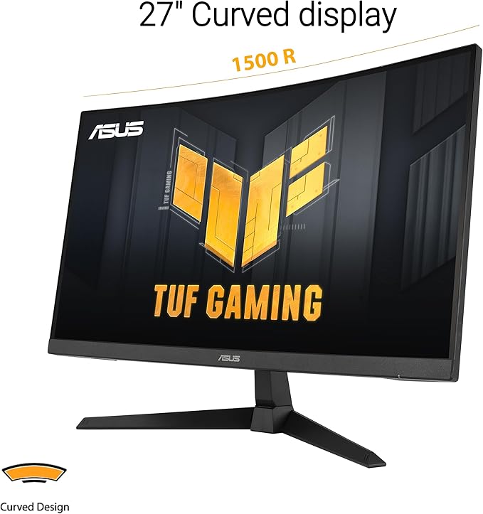 ASUS TUF Gaming 27” 1080P Curved Monitor (VG27VQM1B) – Full HD 1500R 280Hz 1ms Extreme Low Motion Blur FreeSync Premium Shadow Boost Eye Care 90% DCI-P3 (Renewed)