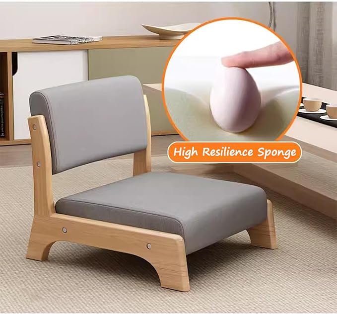 BTZHY Floor Chair Japanese Floor Chair Tatami Meditation Yoga Chair with Backrest Legless Stool Solid Wood Backrest
