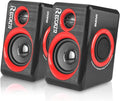 Computer Speakers 2.0 CH PC Speakers with Surround Sound USB Wired Laptop Speakers with Deep Bass for Desktop Computer/PC/Laptops/Smart Phone Build-in 4 Loudspeaker Diaphragm Reccazr SP2040|RED