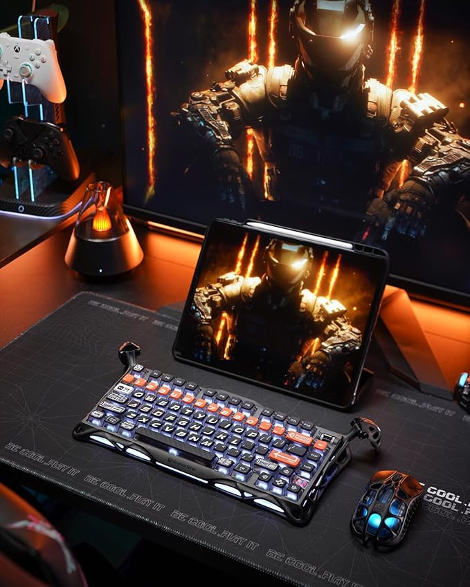 GravaStar Mercury K1 Pro Wireless Mechanical Gaming Keyboard 75% Layout RGB Custom Keyboard Aluminum Alloy Matte Black Frame with Phoenix-Inspired Keycaps Hot-Swappable Linear Switches – CyberFlare