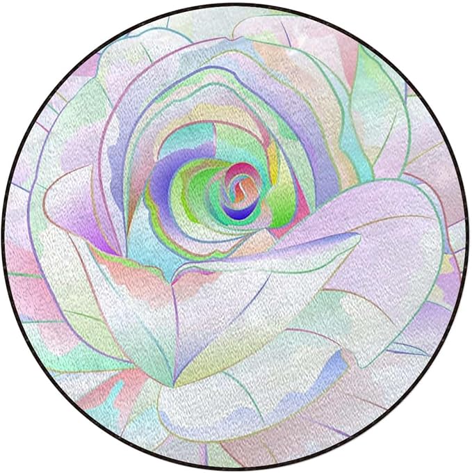 Pink Green Round Chair CushionFloor mat Hardwood Floor Protection mat for Office and Home Computer Chairs Tropical Exotic Flowers Watercolo Diameter 55 in