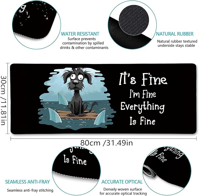 Funny Dog Ergonomic Mouse Pad with Wrist Rest Gaming Large Desk Mat