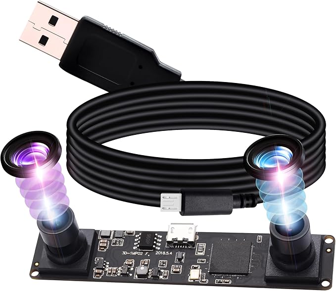 Webcamera_USB Dual Lens USB Camera Module High Speed Lightburn Camera for Laser Engraver 960p 60fps 3D Stereo Synchronized Webcam Board Mini UVC USB2.0 Binocular PC Camera