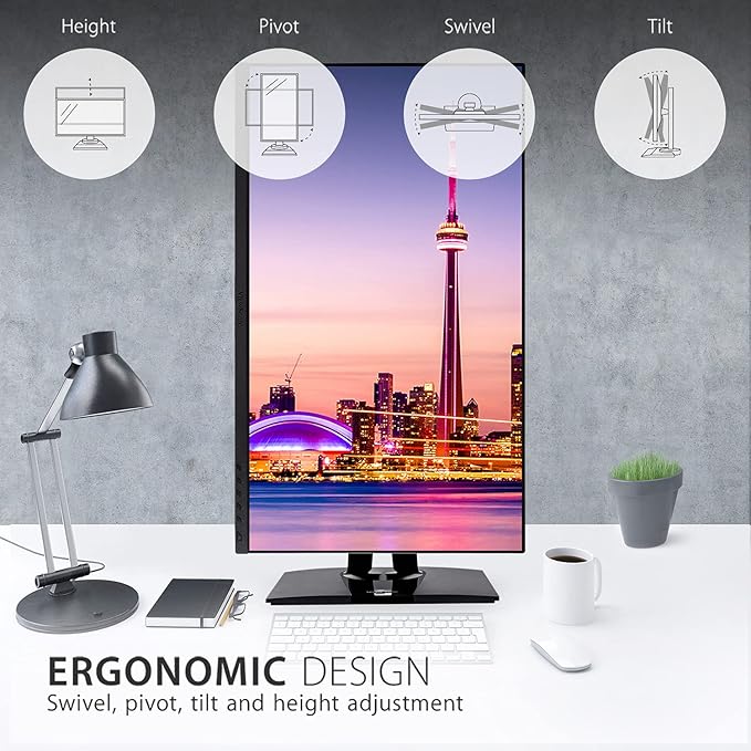 ViewSonic VP2756-2K 27 Inch IPS 1440p Ergonomic Monitor Color Accuracy Pantone Validated 60W USB C (Renewed)
