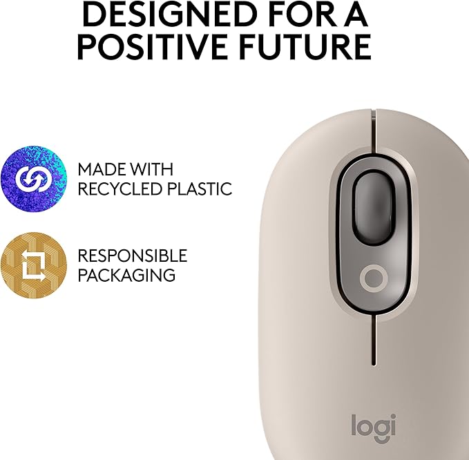 Logitech POP Mouse Wireless Mouse with Customizable Emojis SilentTouch Technology Precision/Speed Scroll Compact Design Bluetooth Multi-Device OS Compatible - Mist