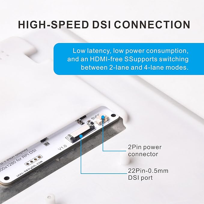 OSOYOO 10.1 Raspberry Pi DSI Touchscreen Display | 800×1280 IPS Capacitive Touch | High-Speed 2/4-Lane MIPI DSI | Easy Driver Setup | Supports Pi 5/4/3/2 | Portable All-in-One Workstation
