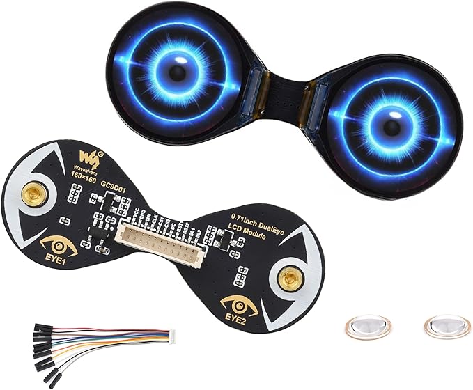 0.71inch Double Eye Round LCD Display Module Compatible with Raspberry Pi Pico/Pico W ESP32 / Arduino 160x160 Resolution IPS Panel 65K Colors SPI Interface