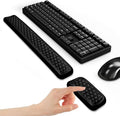 Keyboard Mouse Wrist Rest Pad Comfort Memory Foam Wrist Rest with Non-Slip Silicone Base Leather Surface Ergonomic Keyboard Mouse Wrist Support for Typing Pain Relief (Matte Black)
