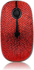 WONGS Bling Austrian Pink Crystal Rhinestone Wireless Mouse Slim Silent 2.4G Portable Mobile Optical Mice 3 Adjustable DPI Levels for Notebook PC Laptop Computer MacBook - Red