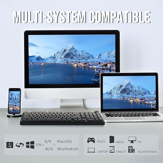 EPOMAKER X Aula F99 PRO Wireless Gaming Keyboard with 8000mAh Battery Hot Swappable Creamy Keyboard 2.4GHz/Type-C/BT5.0 NKRO RGB Backlit for Win/Mac/Gaming (Black Gradient)