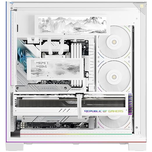 Trofeo Vision 9.16 LCD Real-Time PC Monitoring Screen 1920×480 Case Display USB Type-C Single Cable Hardware Stats and GIF Display for Desktop PC (White)