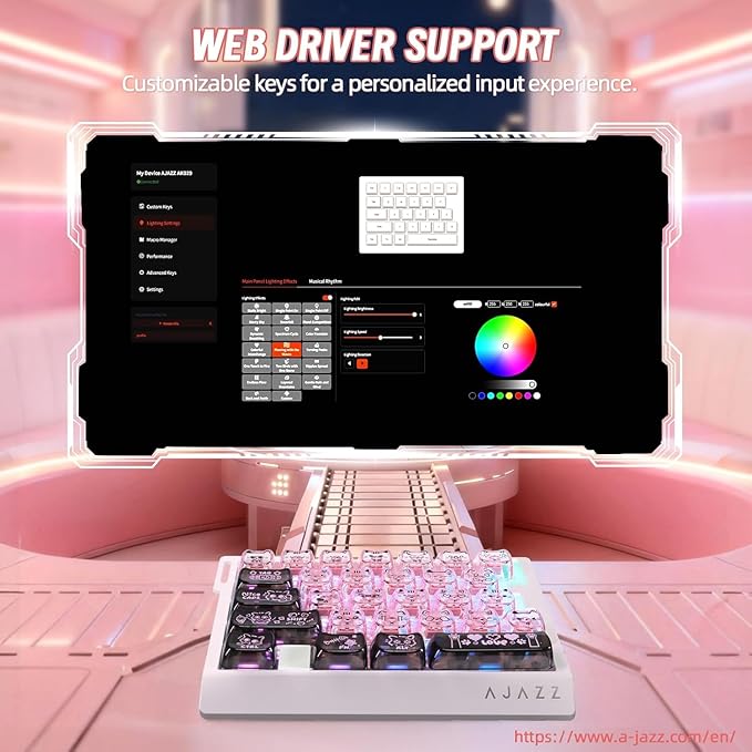 A.JAZZ AK029 Wired 29 Keys One-Handed RGB Gaming Keyboard with 8000HZ0.01mm RT Magnetic Switches Adjustable ActuationHotswappable Mechanical KeyboardAluminum PlateWeb Driver for Gamers-Black Pink