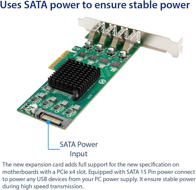 USB 3.2 Gen 1 5 Gbps 4 Port Type-A PCI-e 3.0 x4 ASMedia ASM3142 Controller
