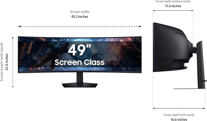 SAMSUNG 49-inch Odyssey G9 (G91F) DQHD 144Hz Curved Gaming Monitor Ultra-Wide 32:9 Screen DisplayHDR 600 AMD FreeSync™ Premium Pro Ergonomic Stand LS49FG910ENXZA 2025