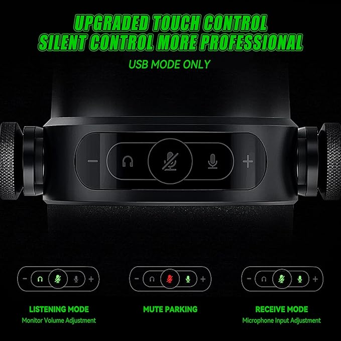 USB/XLR Dynamic Microphone for Podcasting Gaming Live Streaming &amp Recording with Touch Mute Button &amp Headphones Jack