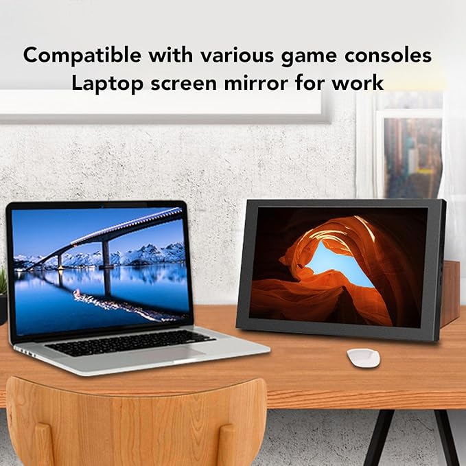 10in Portable External Monitor Small Monitor 178° Angle 1280x800 HD Multimedia Interface with Dual Speakers External Monitor for Laptop PC DVR
