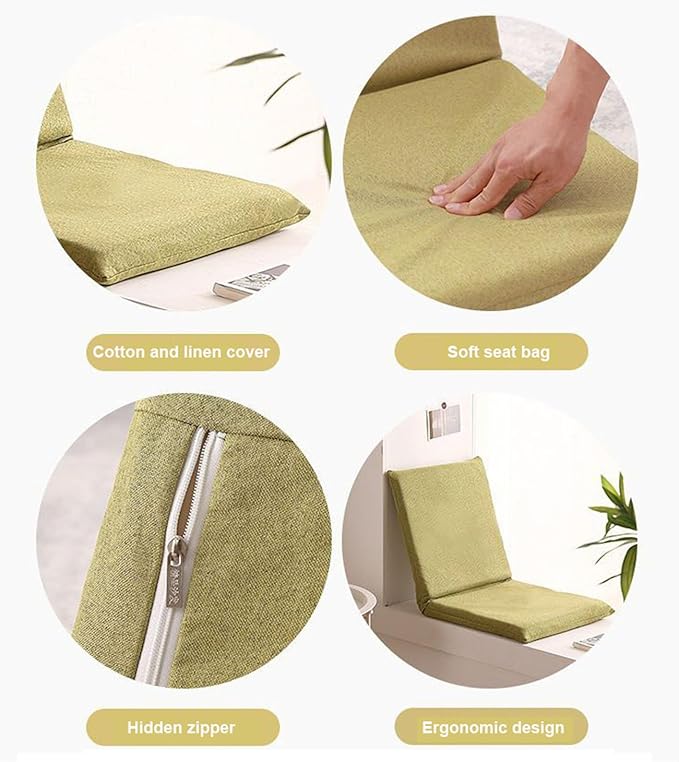 Floor Chair Adjustable Meditation Chair 5-Position Multiangle Padded Floor Chair Folding Floor Gaming Chair for Meditation Seminars Reading TV Watching or GamingGreenS