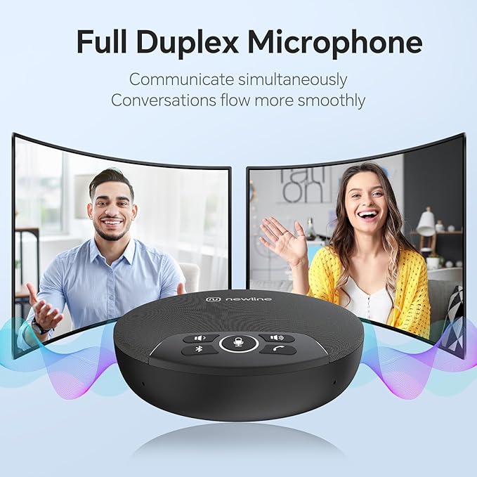 N newline USB Conference Microphone Speaker with Dongle Bluetooth Speakerphone 360° Voice Pickup 4 Mics Portable USB Speakerphone w/Noise Reduction for Home Office Meeting Teams Zoom NewPie 30