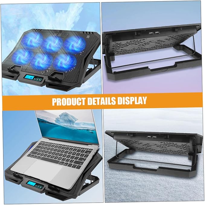 Laptop Cooling Pad 15.6 Inch Quiet Laptop Fan Cooler Stand with Adjustable Speed and Blue Light for PC Notebook Cooling