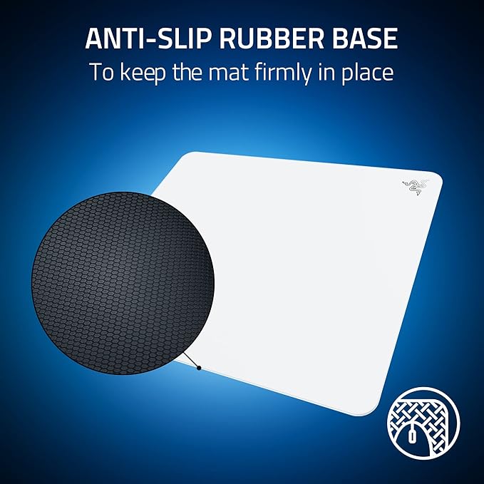 Razer Atlas Tempered Glass Gaming Mouse Mat: Ultra-Smooth Micro-Etched Surface - Dirt and Scratch-Resistant - Anti-Slip Base - Quiet Mouse Movements - White