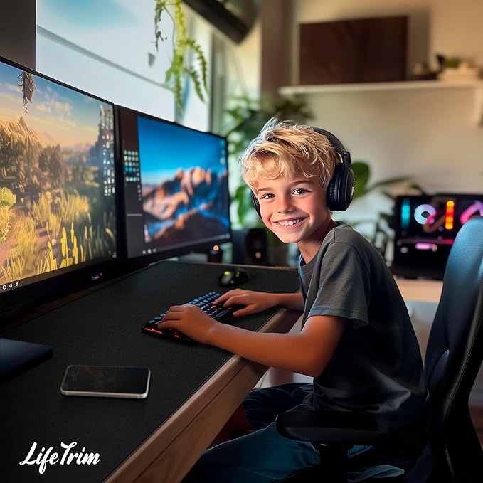55” x 23” XXL Mouse Pad Gaming 5mm Thick Extended Keyboard Mat Full Desk Cover Pad XXL Mat Giant Extra Large Gaming Mouse Pad XXXL Mousepad Black Large Desk Mats Deskpad