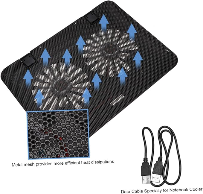 6 Inch Laptop Cooling Stand with Variable Speed Ventilator Heat Dissipation Notebook Holder for Gaming and Office Use Black Notebook Cooling Support Pad