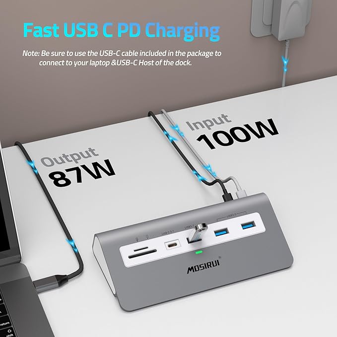 USB C Laptop Docking Station Dual MonitorMosirui 14 in1 USB Hub Multiport Adapter with Dual 4K HDMI+DisplayPort10Gbps USB A/C 3.1 and 2 USB 3.0100W PDLaptop Dock for Dell/HP/Windows/Mac