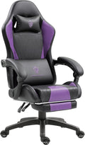 Dowinx Gaming Chair with Massage Lumbar Support and Footrest Gaming Chairs for Adults Ergonomic Computer Chair High Back with Pocket Spring Cushion Swivel Recliner with Headrest Purple