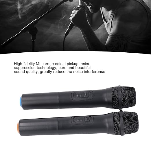 Walfront 1 to 2 Mic Wireless Noise Reduction Microphone Dynamic Mic for Karaoke Party Gathering with Clear Sound Stable Signal and No Latency