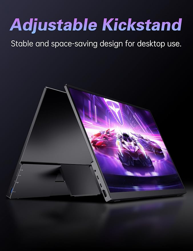 Portable Monitor 17.3 144Hz FHD 100% sRGB HDR Portable Gaming Monitor Travel Monitor with Kickstand &amp Speakers USB-C HDMI External Screen for Laptop Mac Xbox Switch PS5/4