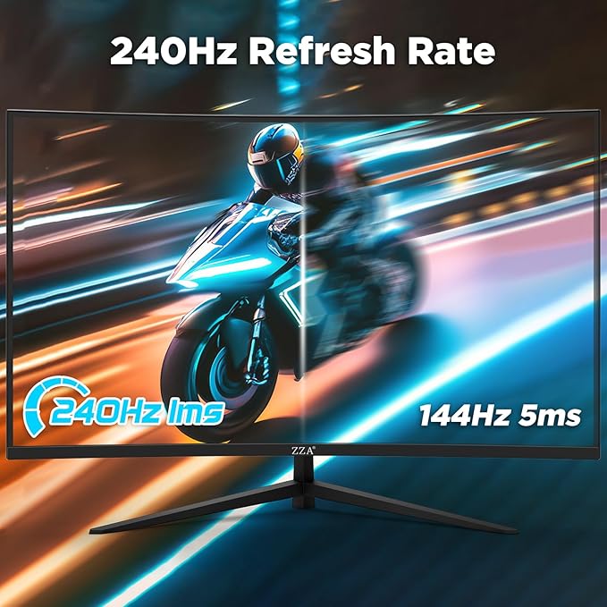 32 Inch Curved Gaming Monitor with 240Hz Refresh Rate 1ms GTG HDR600 1500R Curvature 1080P Resolution 122% sRGB FreeSync G-Sync Compatible DP and HDMI Ports VESA Mount for Competitive Gamers