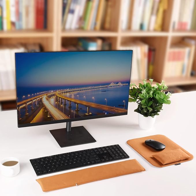 Large Mouse Pad Wrist Support Set Bean Bag Mouse and Keyboard Wrist Rest Filled Ergo Beads Easy Typing Gaming Home Office (Mouse Pad Wrist Support Set)