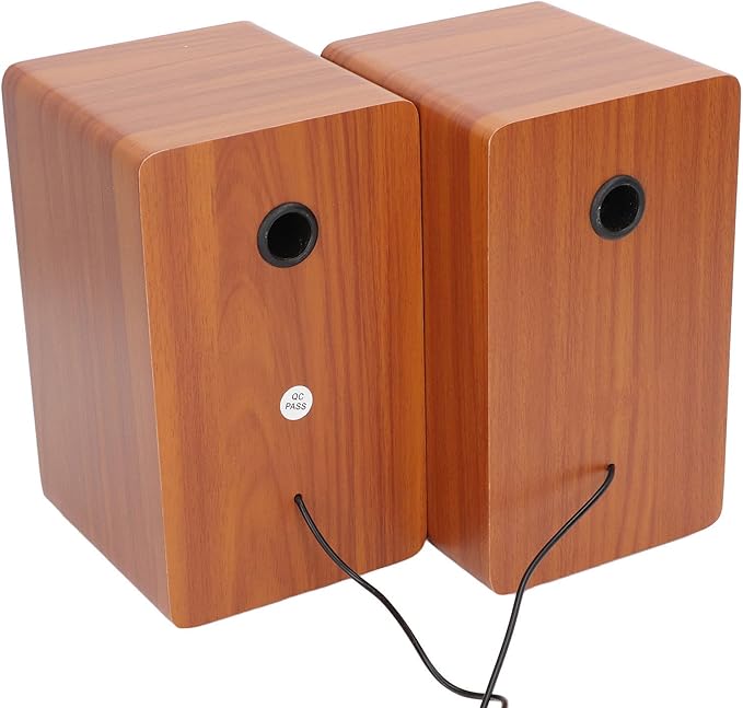 5V 3W USB Wired Wood Computer Speakers 5.0 Sound Channel 2.0 Stereo Sound Speaker for Music Movies Gaming for Laptop Notebook Desktop Computer (Walnut Wood)