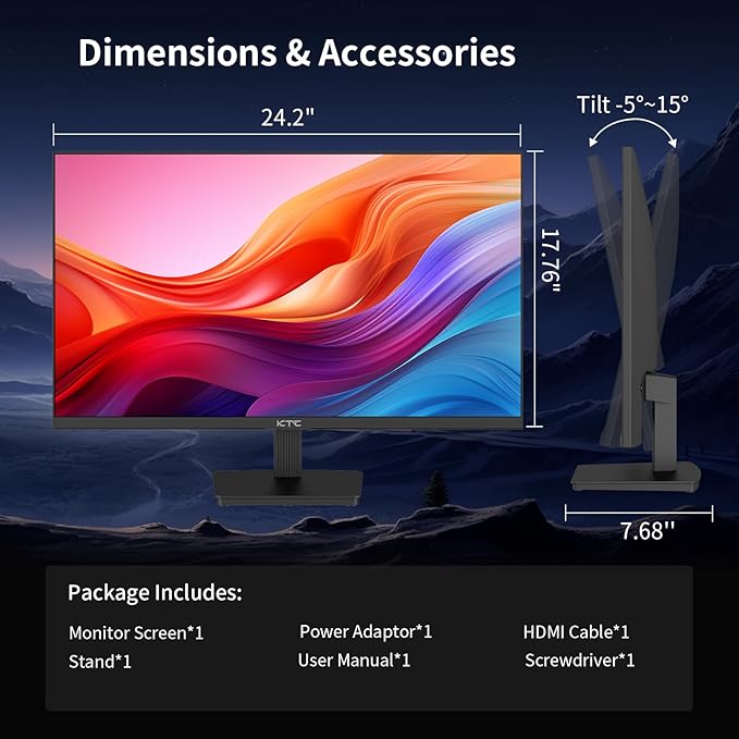 KTC 27 Inch 4K UHD(3840 * 2160) Computer Monitor - IPS Monitor 60hz HDR400 Anti-Blue Light Screen DCI-P3 95% 125% sRGB Support FreeSync and GSync PC Monitor for Design Work (Renewed)