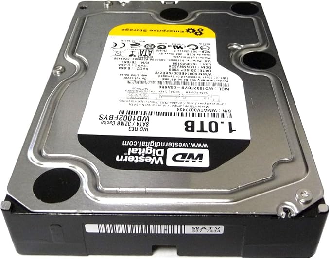 Western Digital RE3 WD1002FBYS 1TB 7200RPM 32MB Cache SATA 3.0Gb/s 3.5 Internal Hard Drive (PC Mac NAS CCTV DVR) - [Renewed] w/ 1 Year Warranty