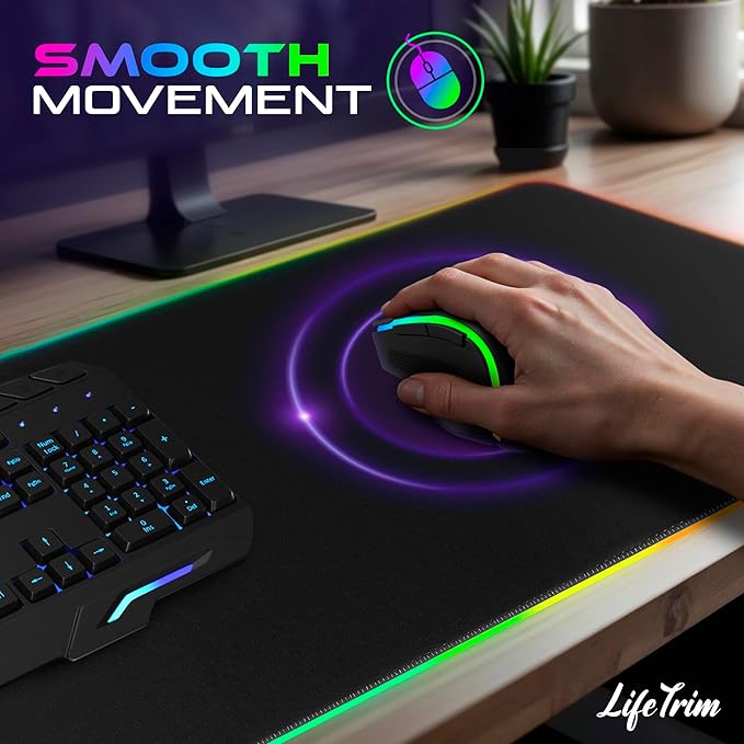 Wireless Charger LED Mousepad 35.5 x 12 Inch RGB Gaming Mouse Pad 10 Light Modes 4mm Thick Large Desk Pad Wireless Charging Cool Mouse Pad for PC Accessories &amp Gaming Gifts
