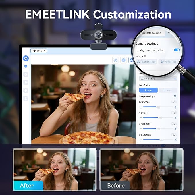 EMEET C60E 4K Webcam for Streaming &amp Gaming – PDAF Autofocus Dual Mics Live Streaming Camera with Auto Light Correction Plug &amp Play USB Webcam for PC &amp Mac