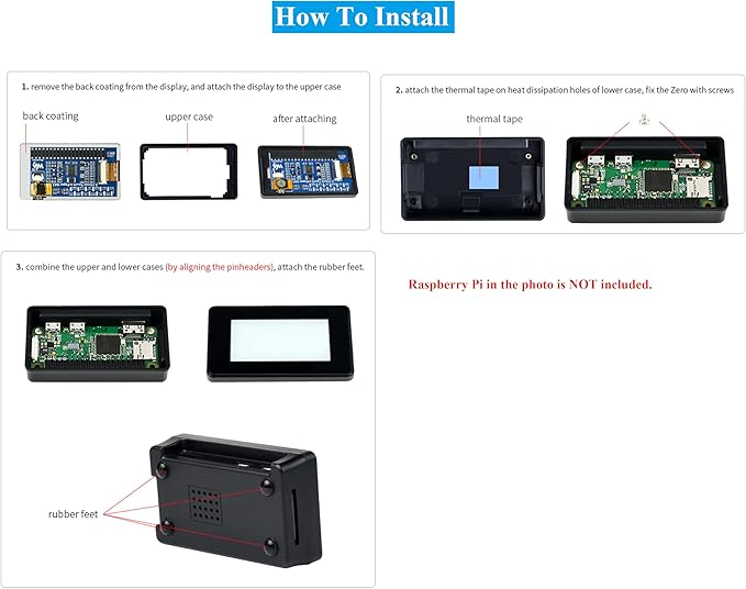 2.13inch Touch e-Paper HAT E-Ink Display 250×122 Pixels Compatible with Raspberry Pi Zero 2 W/Zero 2 WH/Pi Zero W/Pi Zero WH/Pi Zero 5-Point Touch Supports Partial Refresh with ABS Case