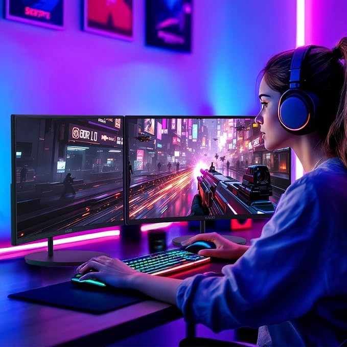 Kado Dual Monitor Setup - 2-Pack 27 Curved 1500R 1920x1080 Computer Monitor 75Hz VESA Mount HDMI Office Gaming Built-in Speakers (C27 Dual Series)