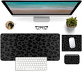 Mouse Pad Desk Mat Ergonomic Wrist Support Pad SetMouse Wrist Rest Keyboard Pad with Stitched Edges and Non Slip Base-Black Leopard Panther Cheetah Print