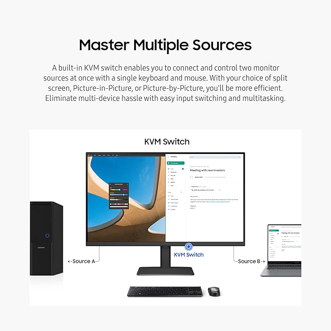 SAMSUNG 32 ViewFinity S6 (S60UD) Series QHD High Resolution Computer Monitor 100Hz HDR10 USB-C Built-In LAN Port Daisy Chain Support Easy Setup Height Adjustable Stand LS32D606UANXGO 2024