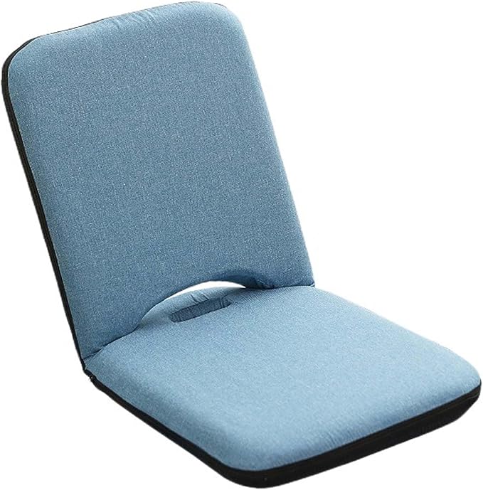 Adjustable Folding Floor ChairPortable Padded Seating with Back SupportFloor Gaming Chair Sofa Chair for MeditationReadingWatching TV or GamingSpace Saving (Blue)