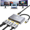 USB C to Dual DisplayPort Adapter and HDMI with 100W PD Charging Triple 4K60Hz Monitor Extender for Dell/Surface Pro/HP DP Splitter Extended Display Hub Laptop Multi-Screen Adapter
