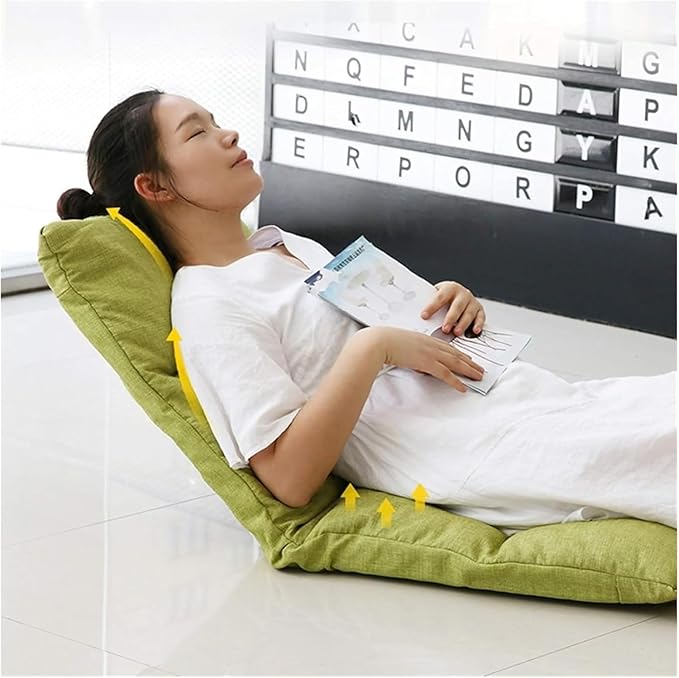 ELEFOCUS Folding Sofa Chair Folding Floor Chair Easy to Remove and Wash Comfortable and Breathable Household Cushion(Beige)