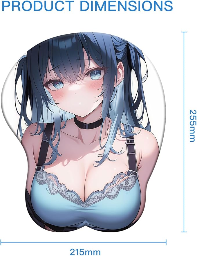 Japanese Style 3D Chest Mouse Pad with Soft Gel Wrist Support Anti-Slip Base for Anime Gaming Mouse Pad Computer Accessroies Silly Gift (Cute Girl)